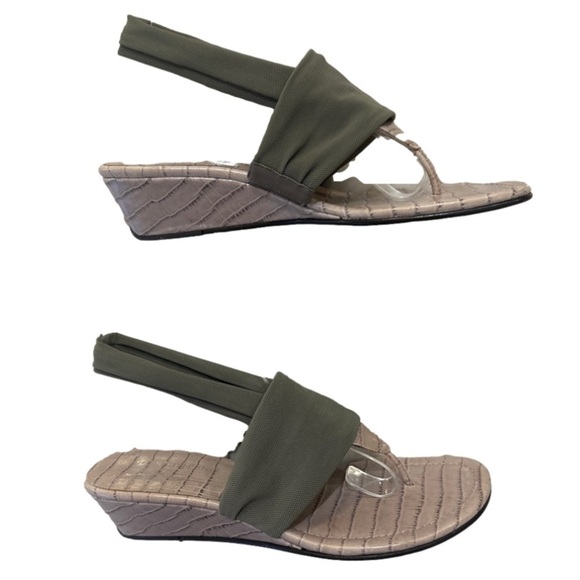 Donald J Pliner Dasan olive Wedge Slide Thong Sandals Women’s shoes size 7.5 - Picture 3 of 5